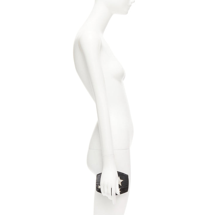 rare JIMMY CHOO black acrylic silver star crystal embellished mini clutch bag