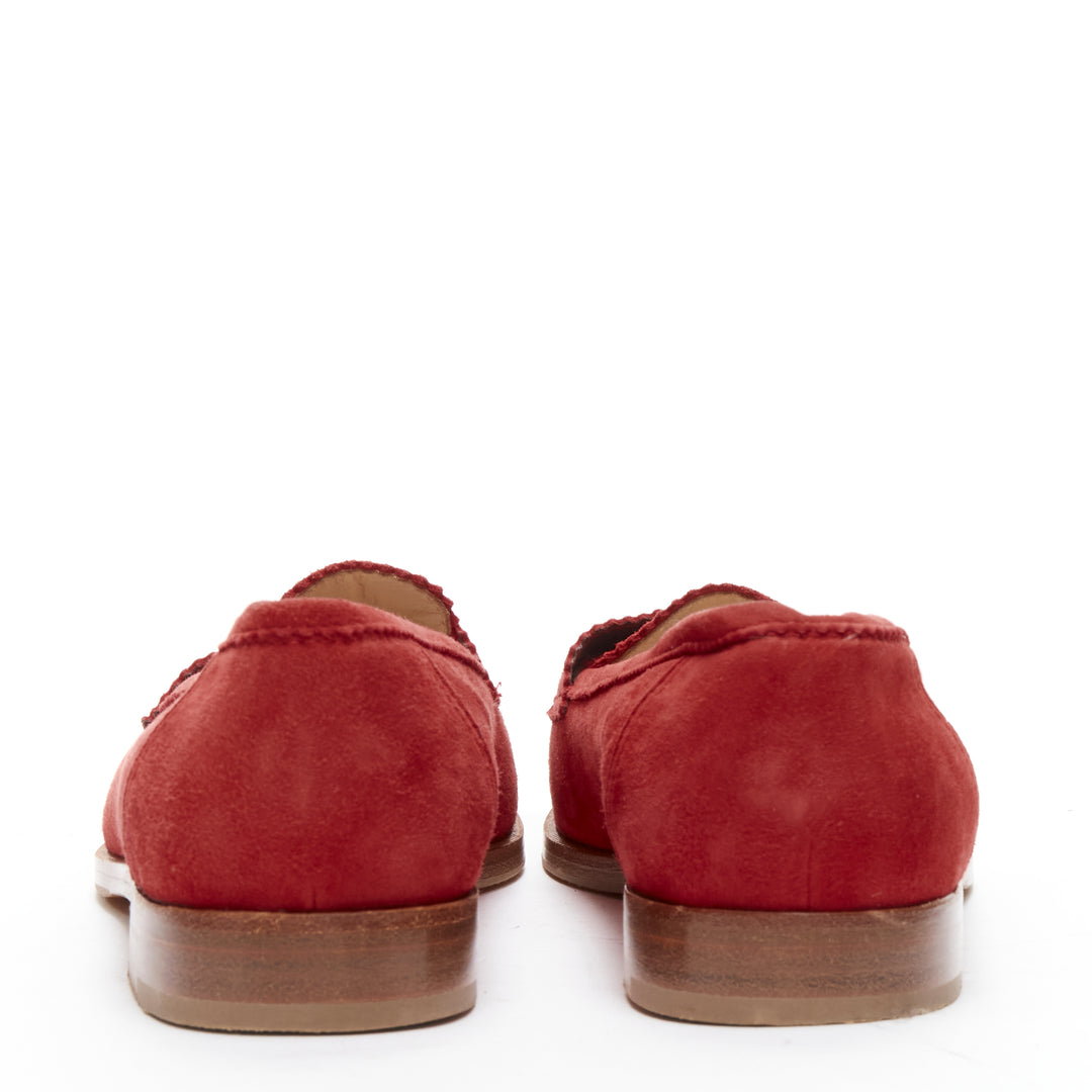 MANOLO BLAHNIK red suede leather classic penny loafer EU37