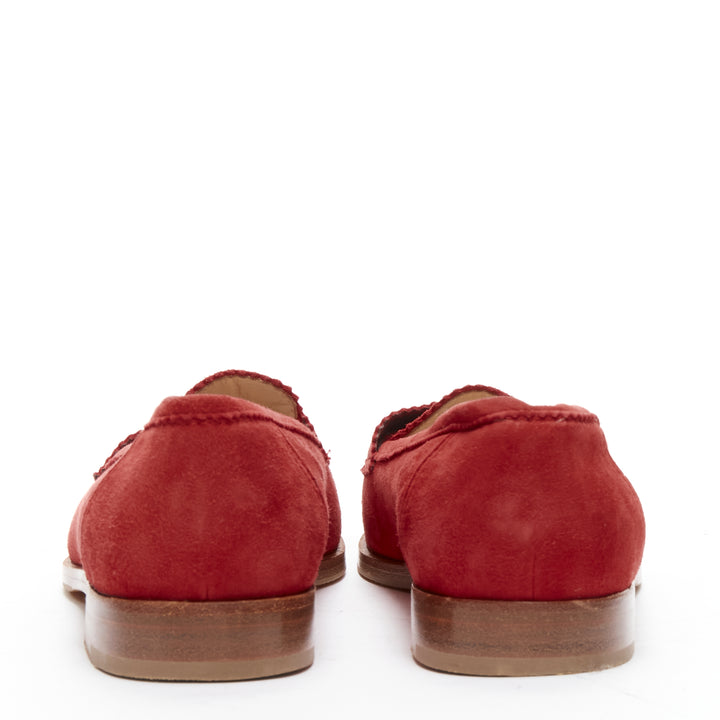 MANOLO BLAHNIK red suede leather classic penny loafer EU37