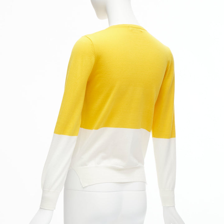 STELLA MCCARTNEY yellow white colorblock cotton pocketed cardigan sweater 12y