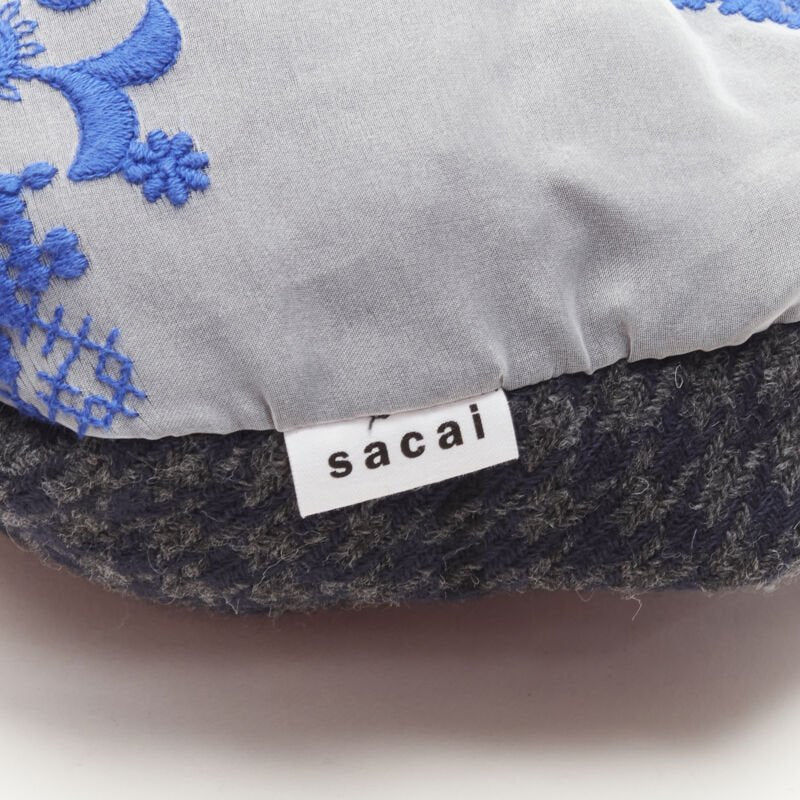 SACAI Transformable mixed fabric wool drawstring bucket crossbody tote bag
