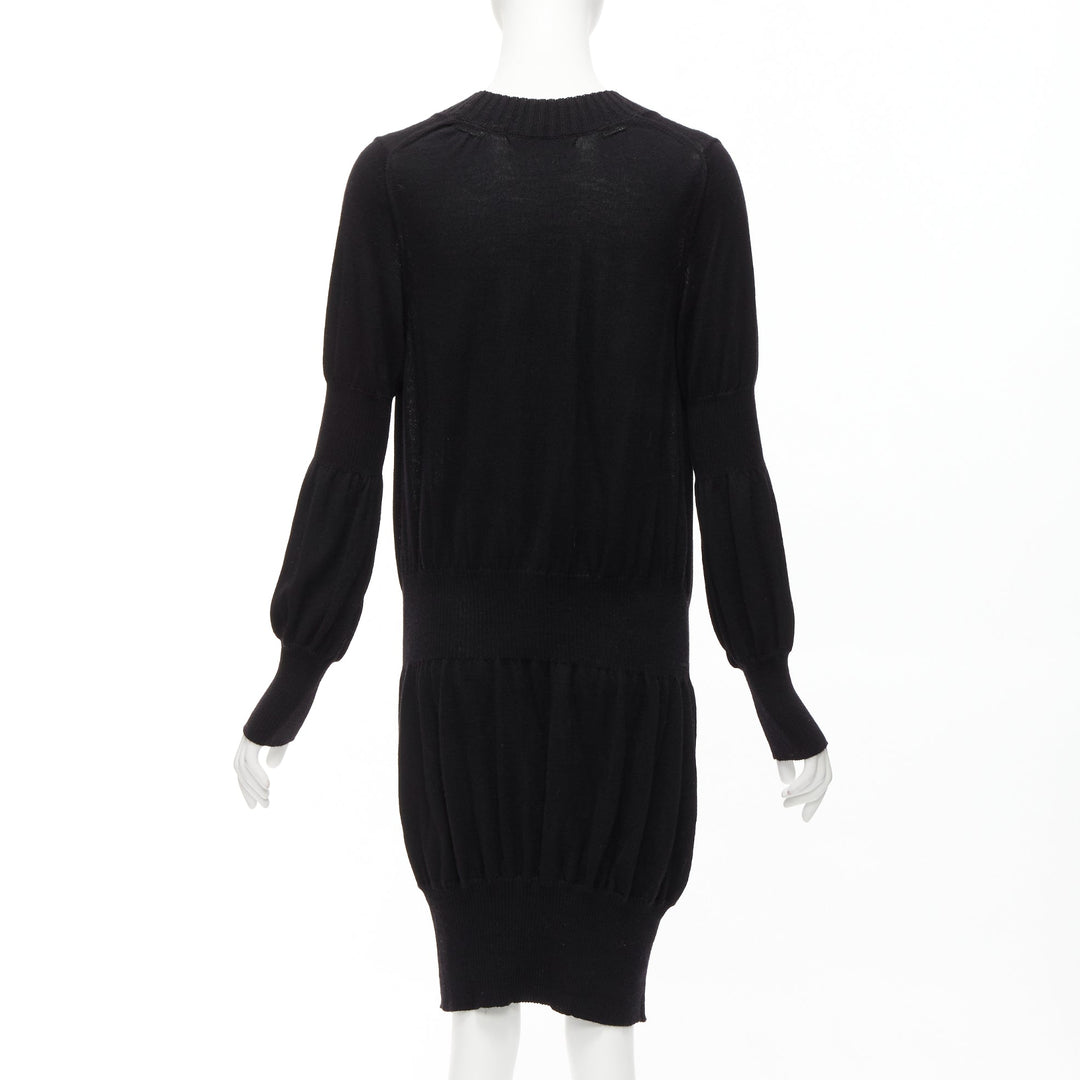 JUNYA WATANABE 2006 black wool low cut long button up cardigan sweater S