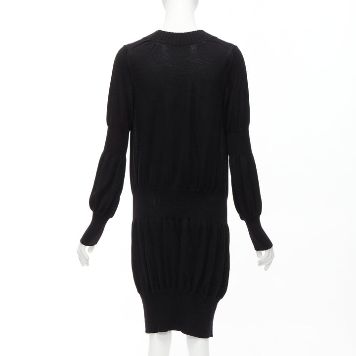 JUNYA WATANABE 2006 black wool low cut long button up cardigan sweater S