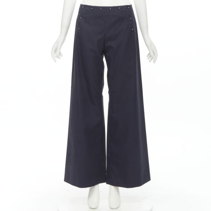 JEAN PAUL GAULTIER Vintage navy silver button wide leg nautical pants IT42 M