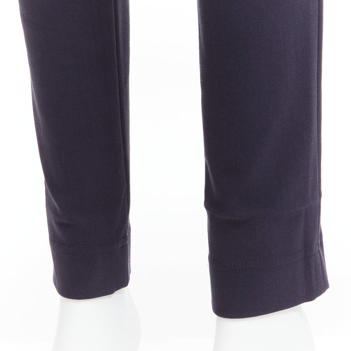 STELLA MCCARTNEY navy cotton blend high waist cropped skinny pants IT36 XXS