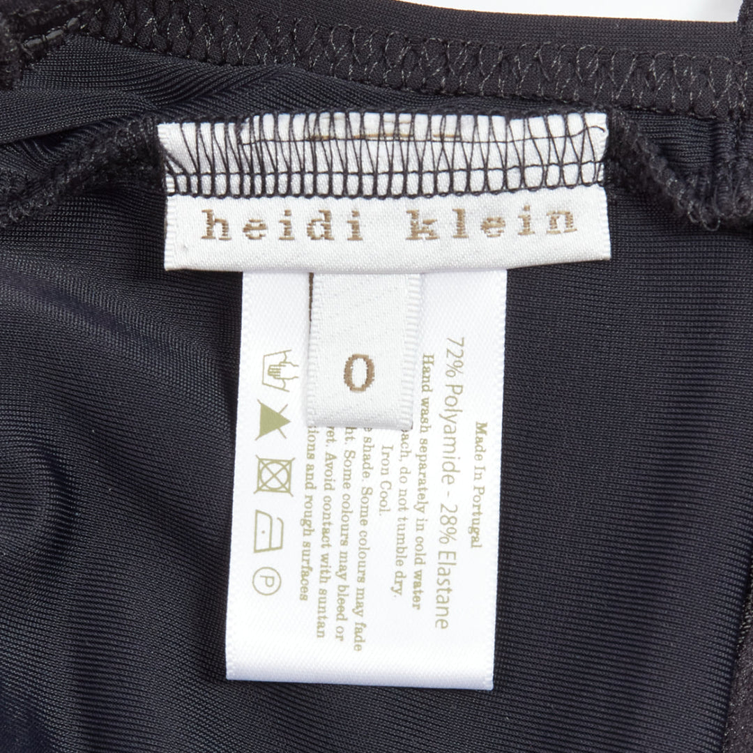 HEIDI KLEIN black gold logo clasp backless flutter one piece swimsuit US0 XS
