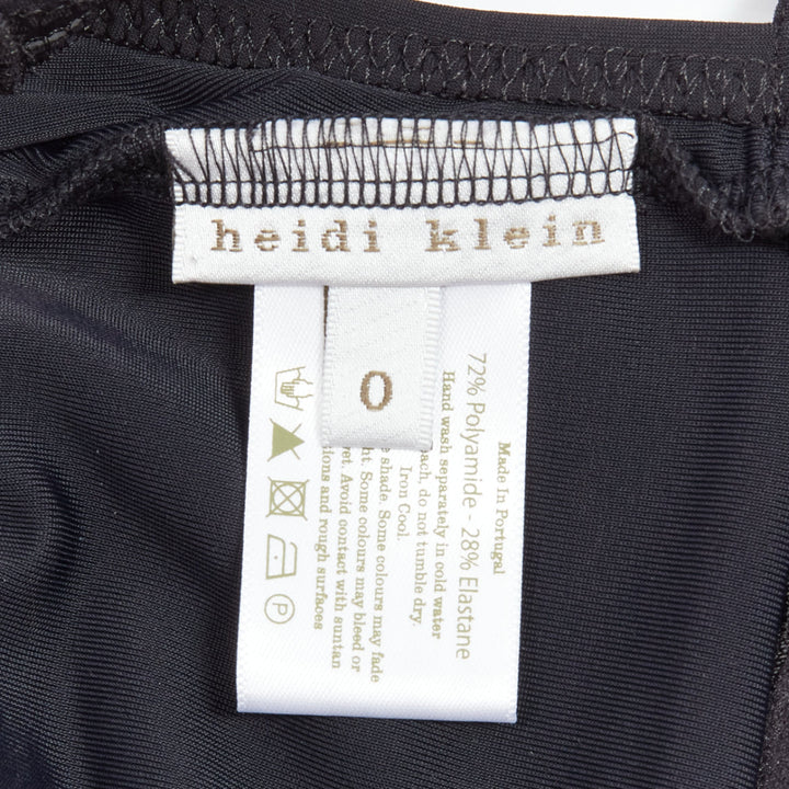 HEIDI KLEIN black gold logo clasp backless flutter one piece swimsuit US0 XS