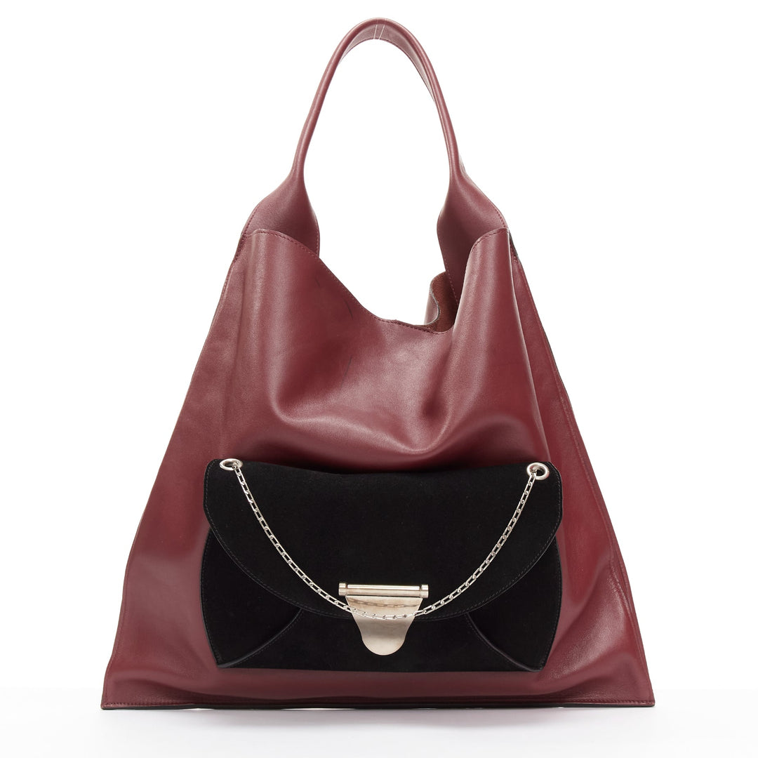 LD COELINE Phoebe Philo 2016 Medium Shopper burgundy black envelop pocket bag