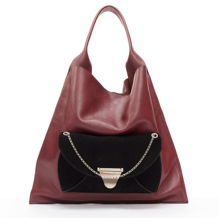 LD COELINE Phoebe Philo 2016 Medium Shopper burgundy black envelop pocket bag