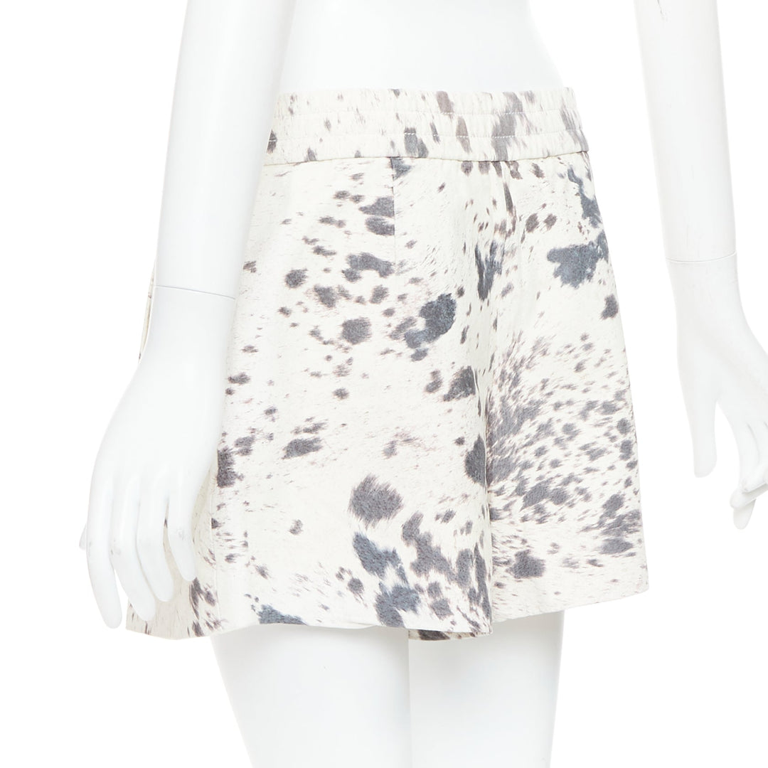 3.1 PHILLIP LIM cream pig leather cow print silk lined shorts US2 S