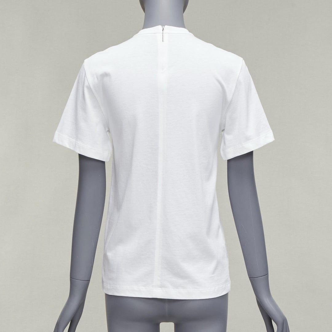 CHRISTOPHER KANE crystal rhinestone dome stud necklace white cotton tshirt XS