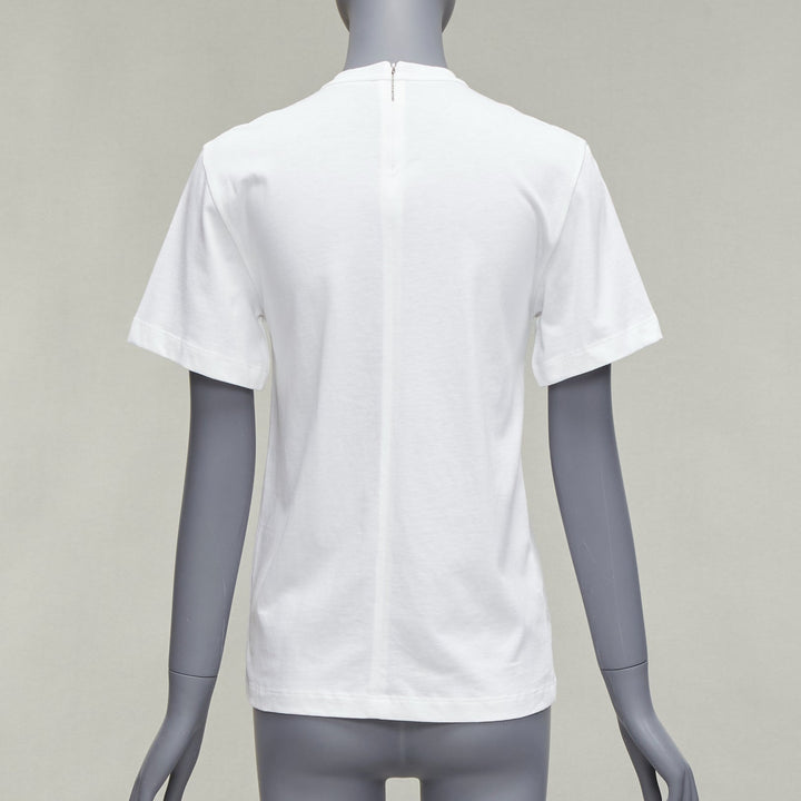 CHRISTOPHER KANE crystal rhinestone dome stud necklace white cotton tshirt XS