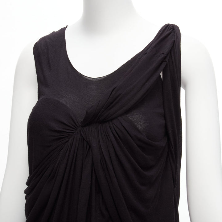 LANVIN black asymmetric draped bust scoop neck sleeveless tank top FR32 XXS
