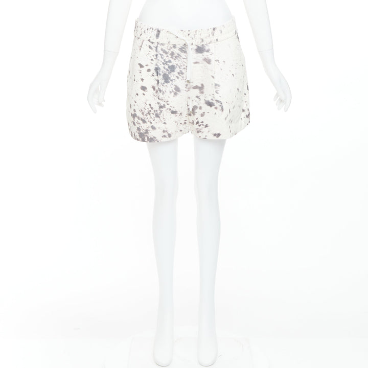 3.1 PHILLIP LIM cream pig leather cow print silk lined shorts US2 S