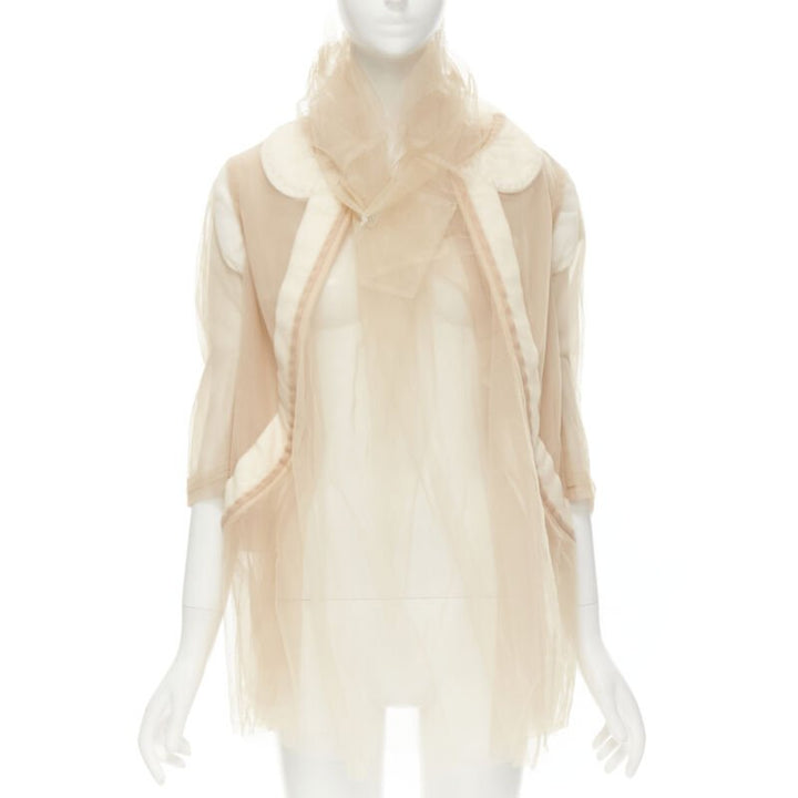 rare COMME DES GARCONS 2009 Runway nude deconstructed inside out tulle jacket XS