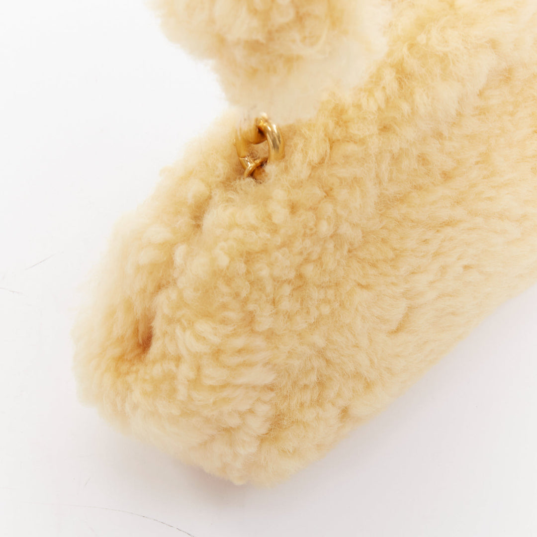 BOTTEGA VENETA Sherpa Teddy Gold yellow shearling chain underarm shoulder bag