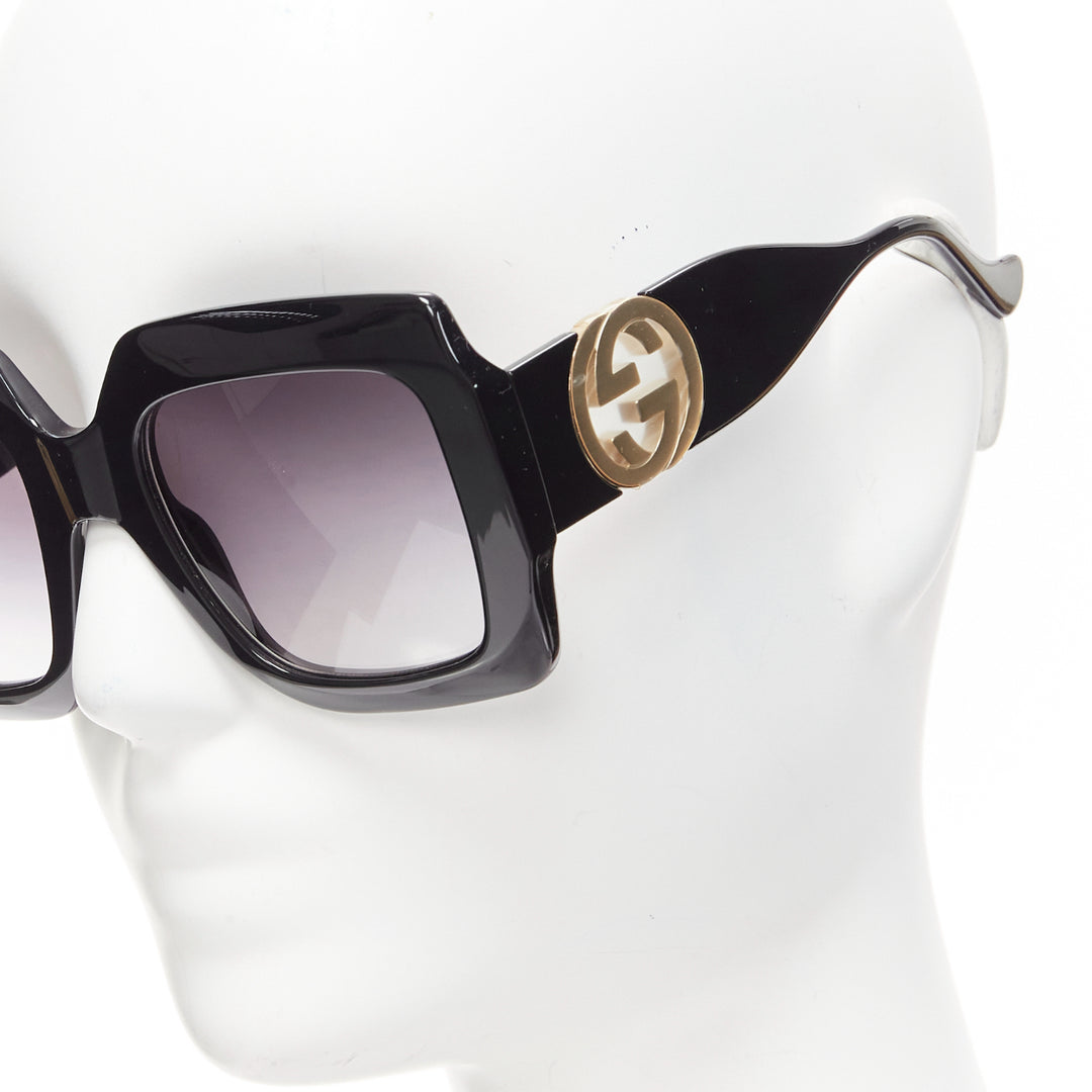 GUCCI Alessandro Michele GG1022S black gold GG logo oversized sunglasses