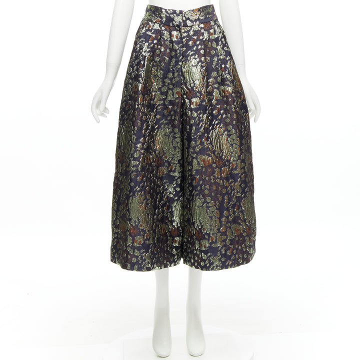 MALENE BIRGER Dinard gold metallic brocade wide leg culottes pants FR32 XXS