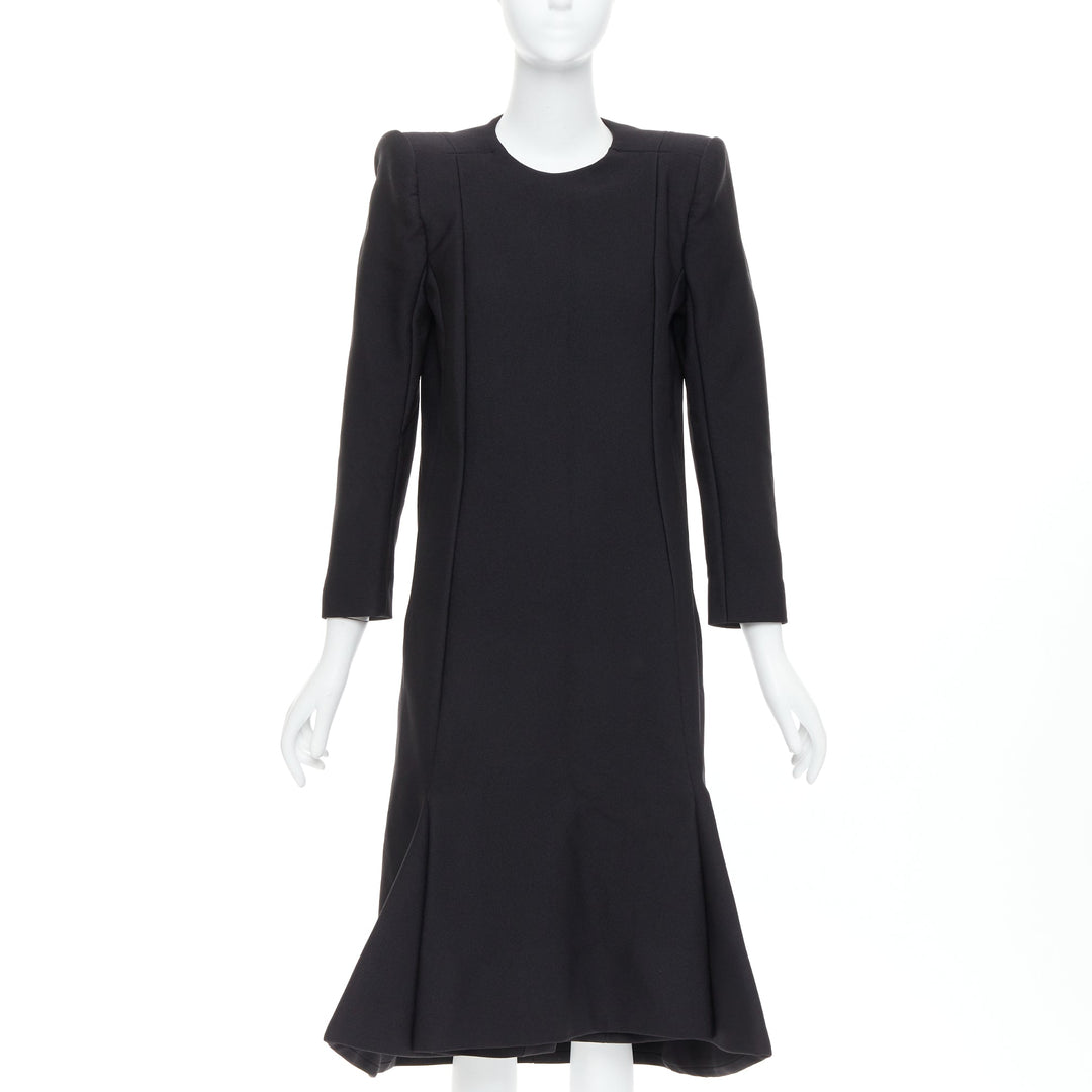 BALENCIAGA Demna 2016 black padded structural midi dress FR40 L