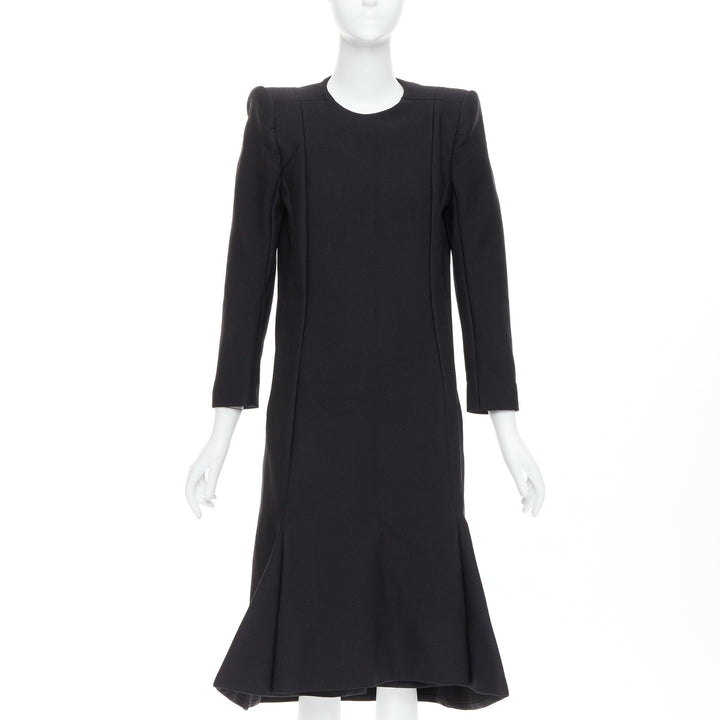 BALENCIAGA Demna 2016 black padded structural midi dress FR40 L