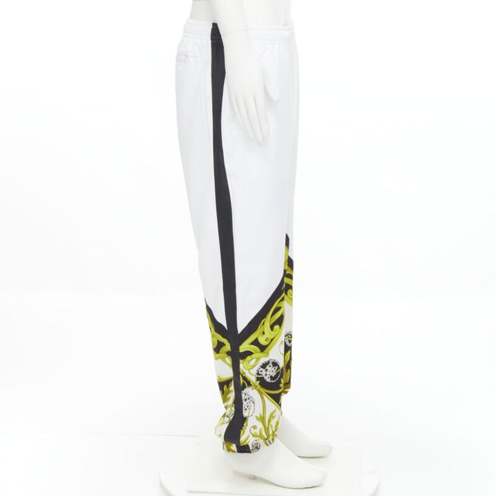 VERSACE Barocco Acanthus black gold baroque white nylon track pants IT54 XXL