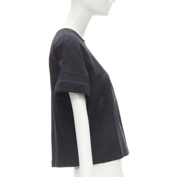 FENDI Karl Loves Karlito black perforated sweatshirt top S