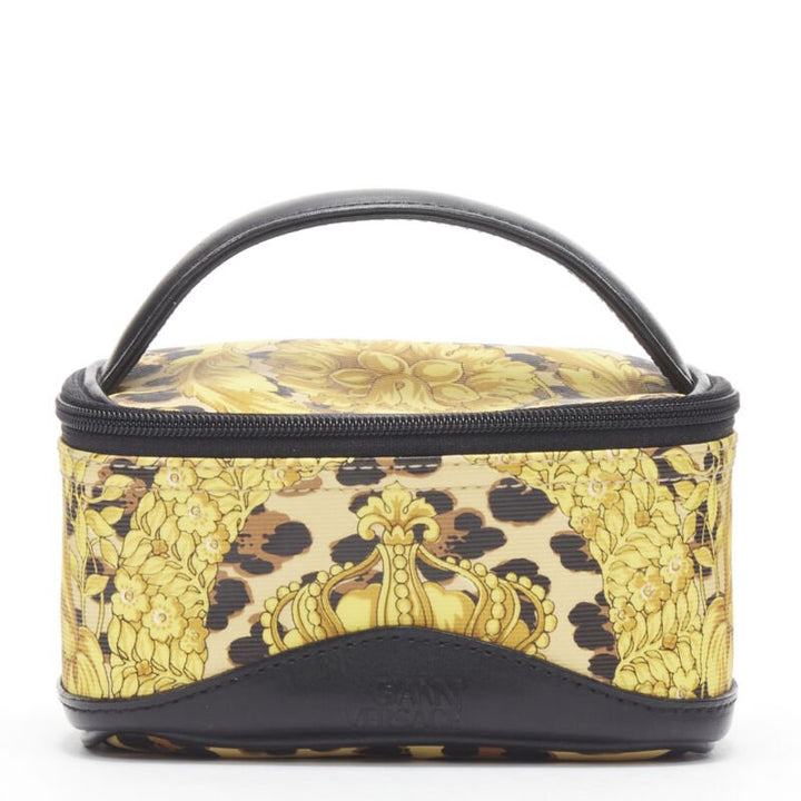 GIANNI VERSACE gold barocco baroque leopard print leather top handle micro bag