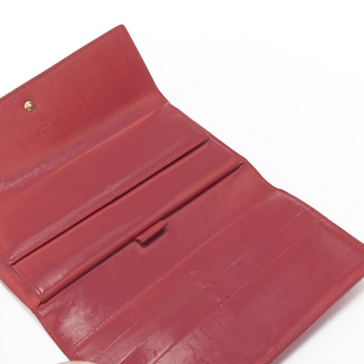 LOUIS VUITTON Vernis red patent LV logo emboss flap continental wallet