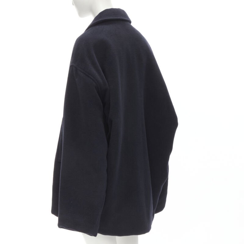 BALENCIAGA DEMNA 2019 navy camel antique gold button cocoon coat FR38 M