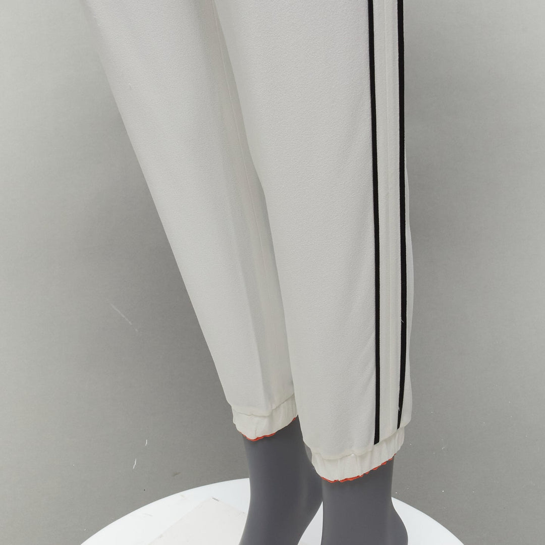 FENDI white silky black orange trims casual jogger pants IT36 XXS