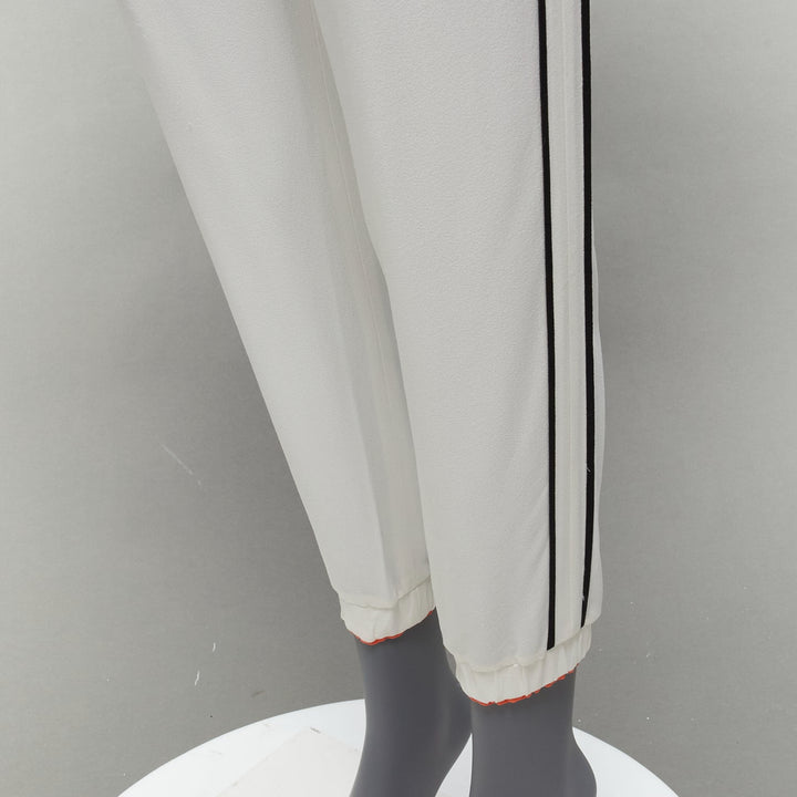 FENDI white silky black orange trims casual jogger pants IT36 XXS