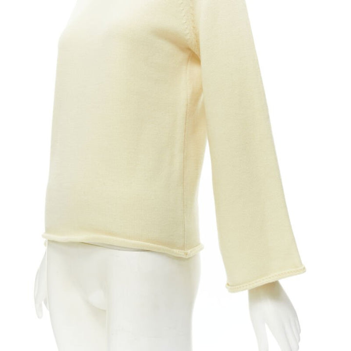 YOHJI YAMAMOTO cream beige 100% wool rolled edge wide sleeve sweater M