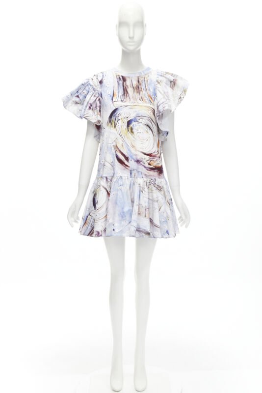 ALEXANDER MCQUEEN 2021 William Blake Dante ruffle frill mini dress IT38 M