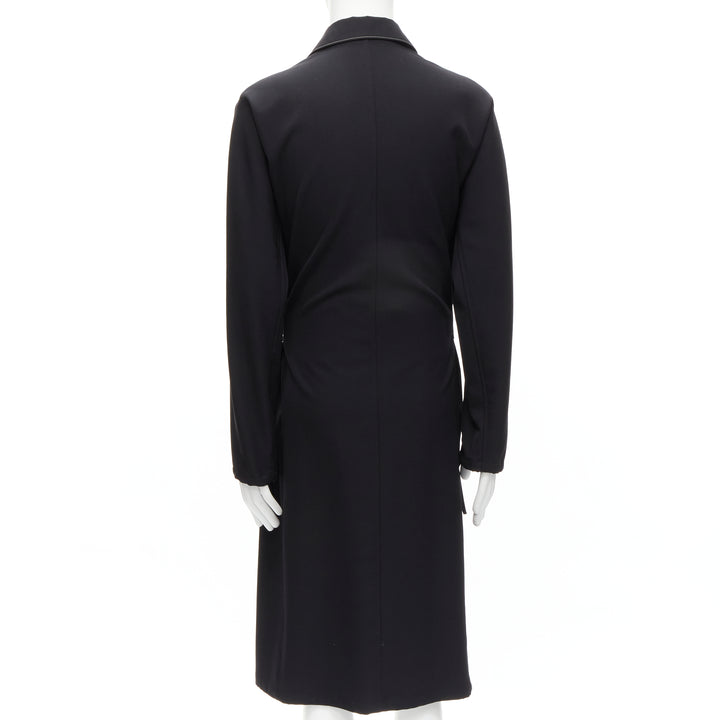 YOHJI YAMAMOTO HOMME Vintage black white topstitched draped belted coat M