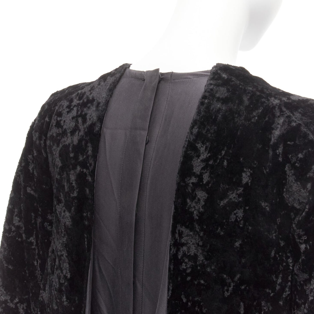 TOGA ARCHIVES PULLA black crushed velvet twill layered tie back zip dress FR36 S