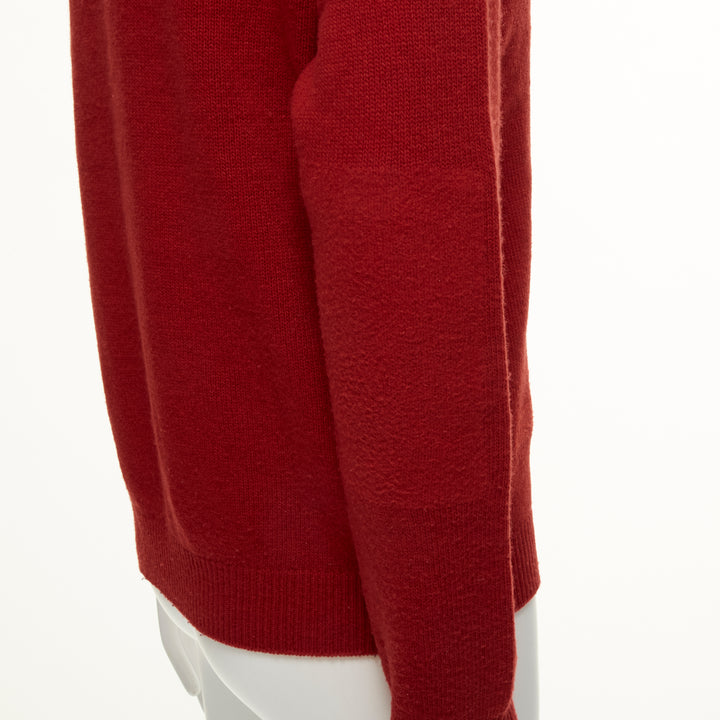LOUIS VUITTON 100% wool red LV oversized logo long sleeve crew sweater M