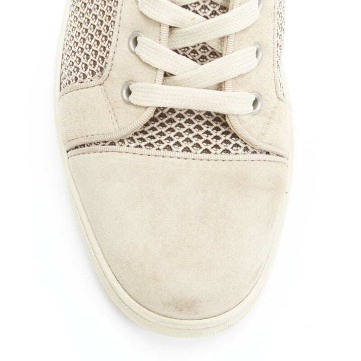 CHRISTIAB LOUBOUTIN Louis sand beige suede jacquard high top sneaker EU40.5