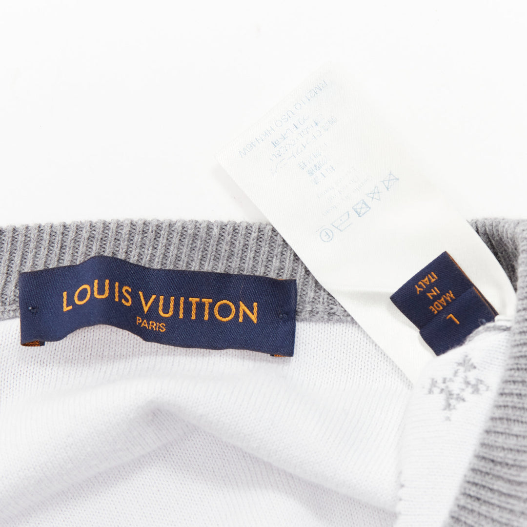 LOUIS VUITTON grey white ombre LV logo monogram crew sweatshirt L