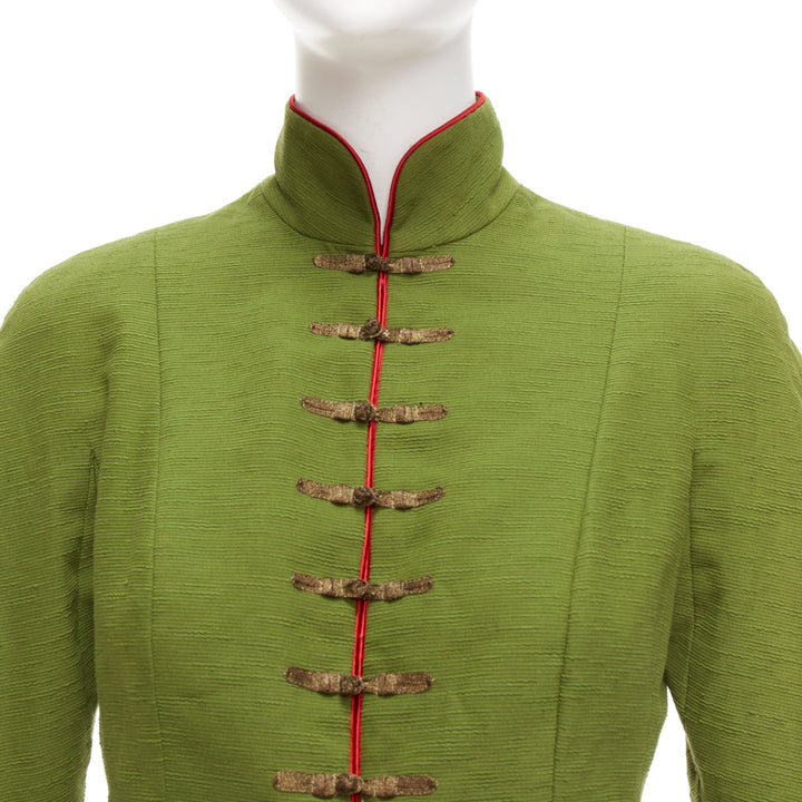 rare CHRISTIAN DIOR John Galliano 1999 Mao Communist green skirt suit FR36/38