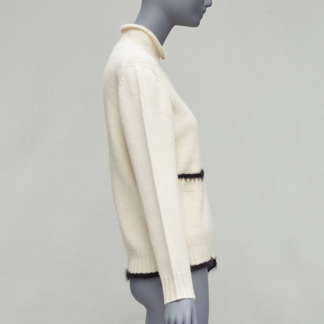 OLD CELINE PHOEBE PHILO cream cashmere mohair cutout turtleneck sweater M