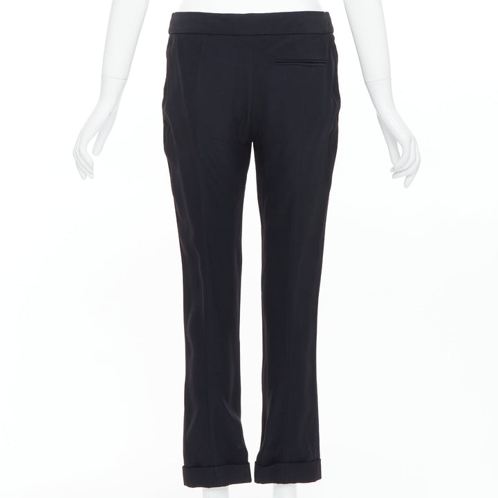 ALEXANDER MCQUEEN 2011 black mid waist flare cropped trousers