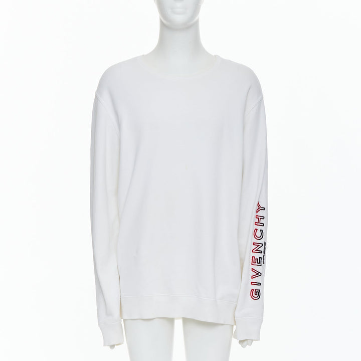 GIVENCHY cream cotton tufted gradient logo sleeve pullover L