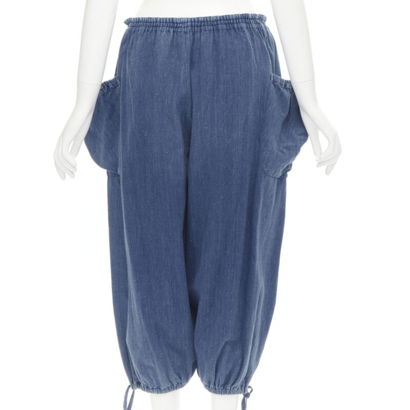 COMME DES GARCONS 1980's Vintage blue washed denim cargo  bubble jeans