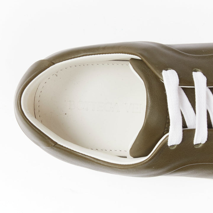 BOTTEGA VENETA Speedster khaki green calf leather low top sneakers EU39.5