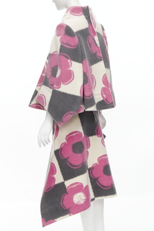 rare COMME DES GARCONS 2012 Runway 2D Flat Packed Doll floral checkered set XS