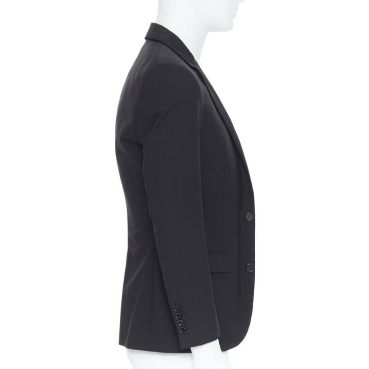 LANVIN ALBER ELBAZ wool blend black velvet peak lapel formal blazer jacket FR44