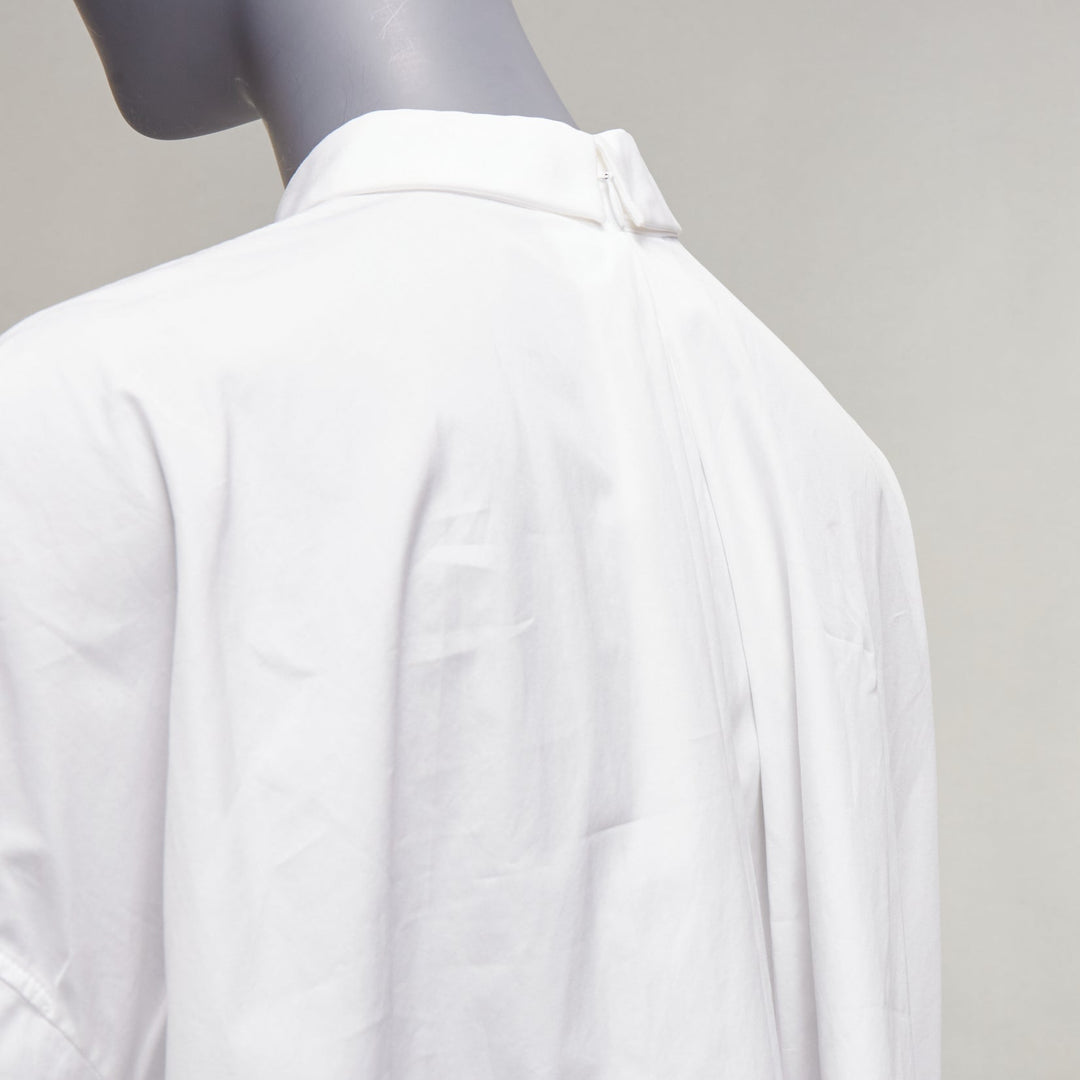 VIKTOR & ROLF white cotton criss cross pleated collared boxy flare shirt IT40 S