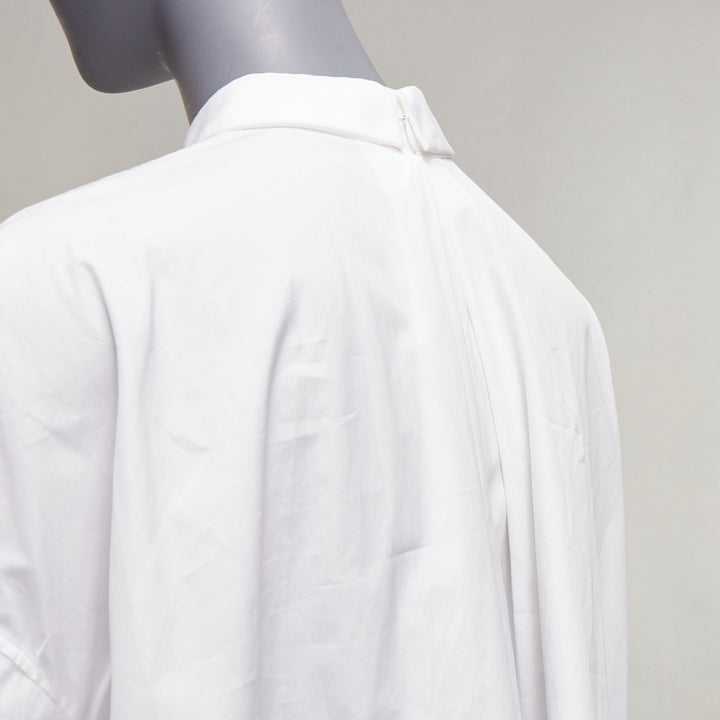 VIKTOR & ROLF white cotton criss cross pleated collared boxy flare shirt IT40 S