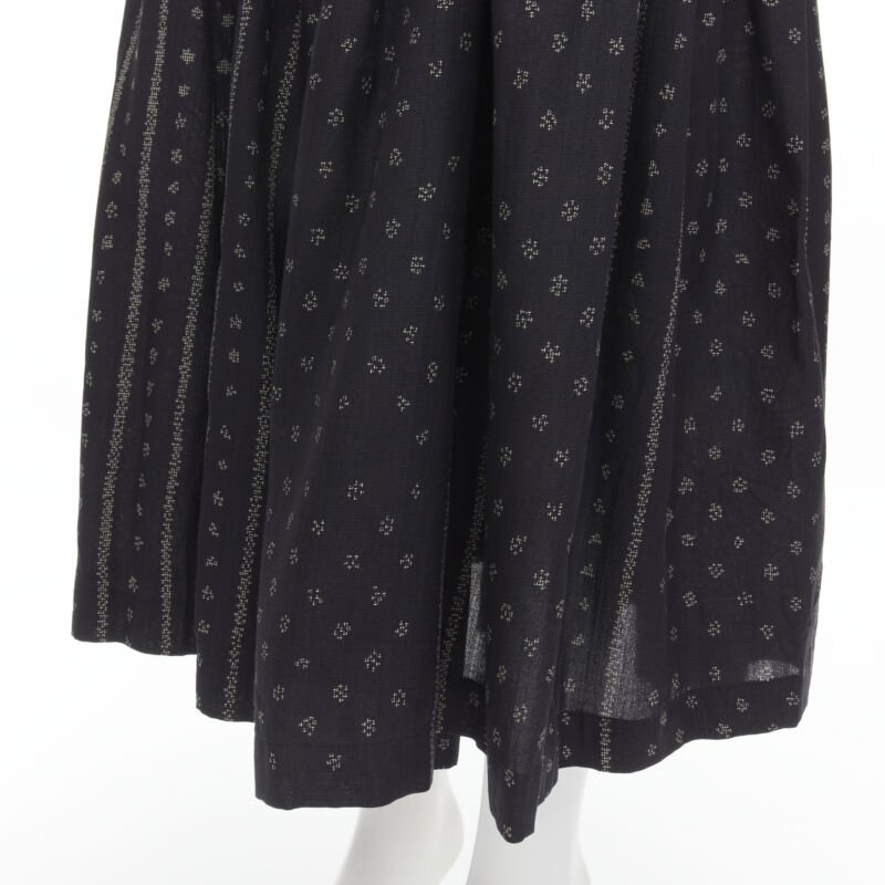 TRICOT COMME DES GARCONS black Ethnic Bohemian floral jacquard flared skirt S