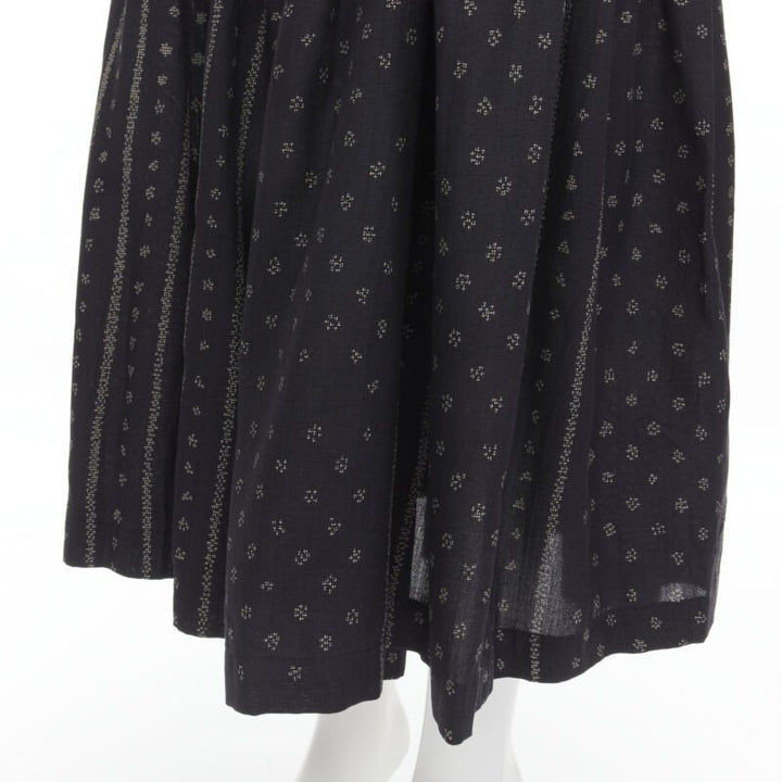 TRICOT COMME DES GARCONS black Ethnic Bohemian floral jacquard flared skirt S